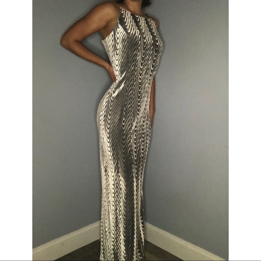 Full length Velvet Silver Dress